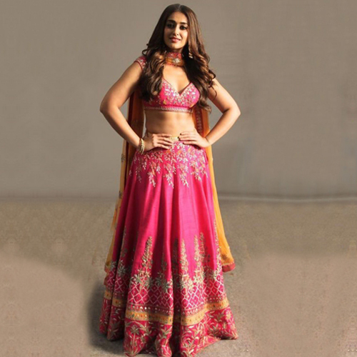 Ileana D'Cruz Banglori Silk Lehenga Choli In Pink Colour